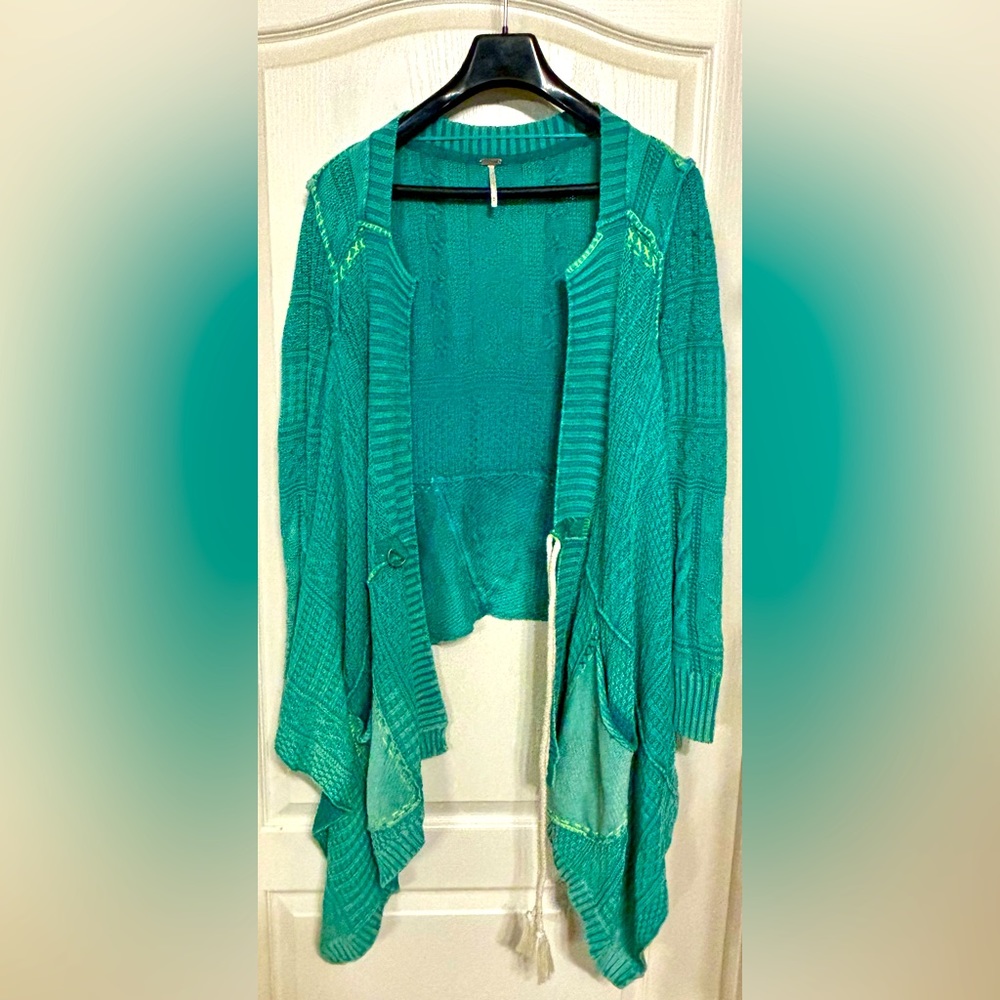 Free People Turquoise Cardigan Sz Meduim